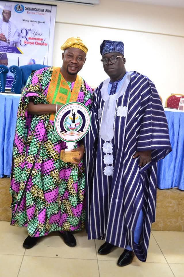 The installation of Chief Emmanuel Ajenifuja as coordinator of the Oodua Progressive Union (OPU), Kenya Chapter